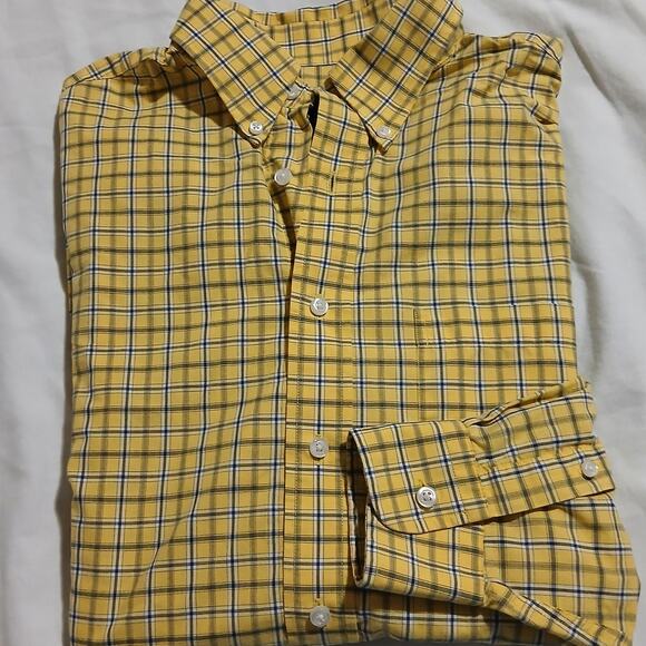 Jos.A.Bank Executive Collection Medium Long-Sleeved Button-Up Yellow/Blue Plaid - Picture 1 of 8